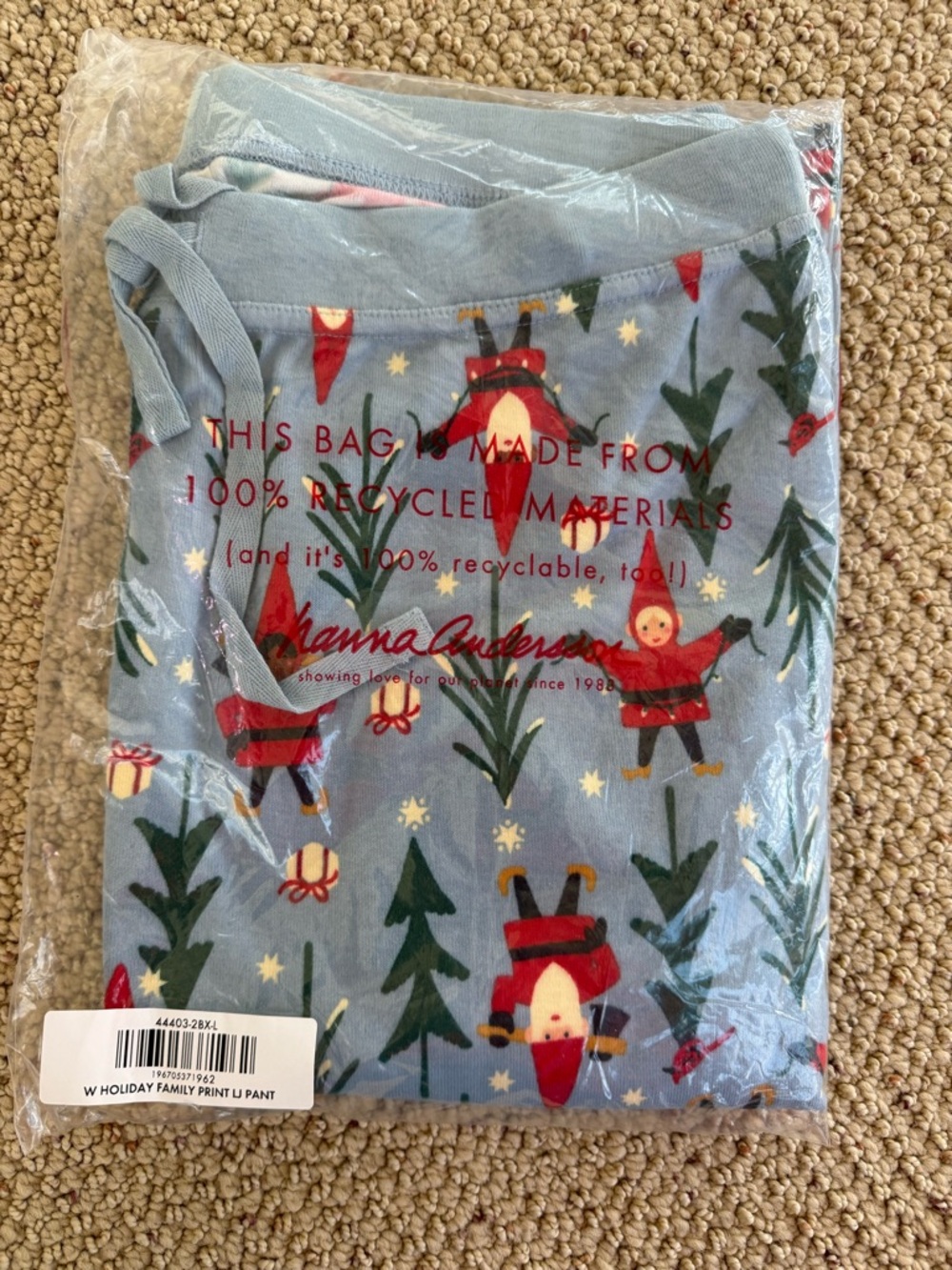 Hanna Andersson Light Blue Holiday Gnome Pajama Pants